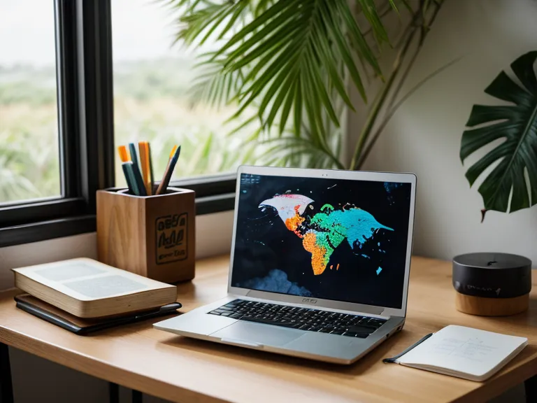 Cuaderno de campo con coordenadas geográficas junto a pantalla con código de R